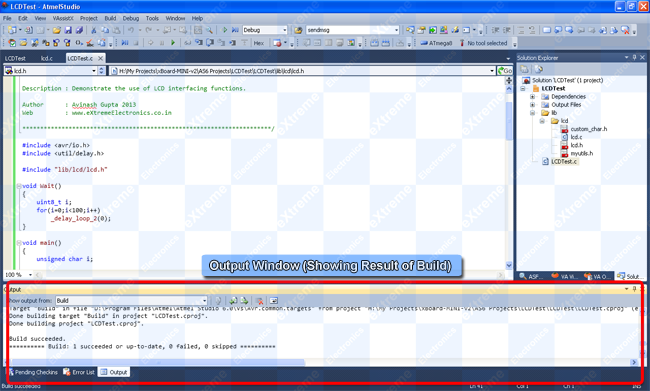 atmel studio 6 build output