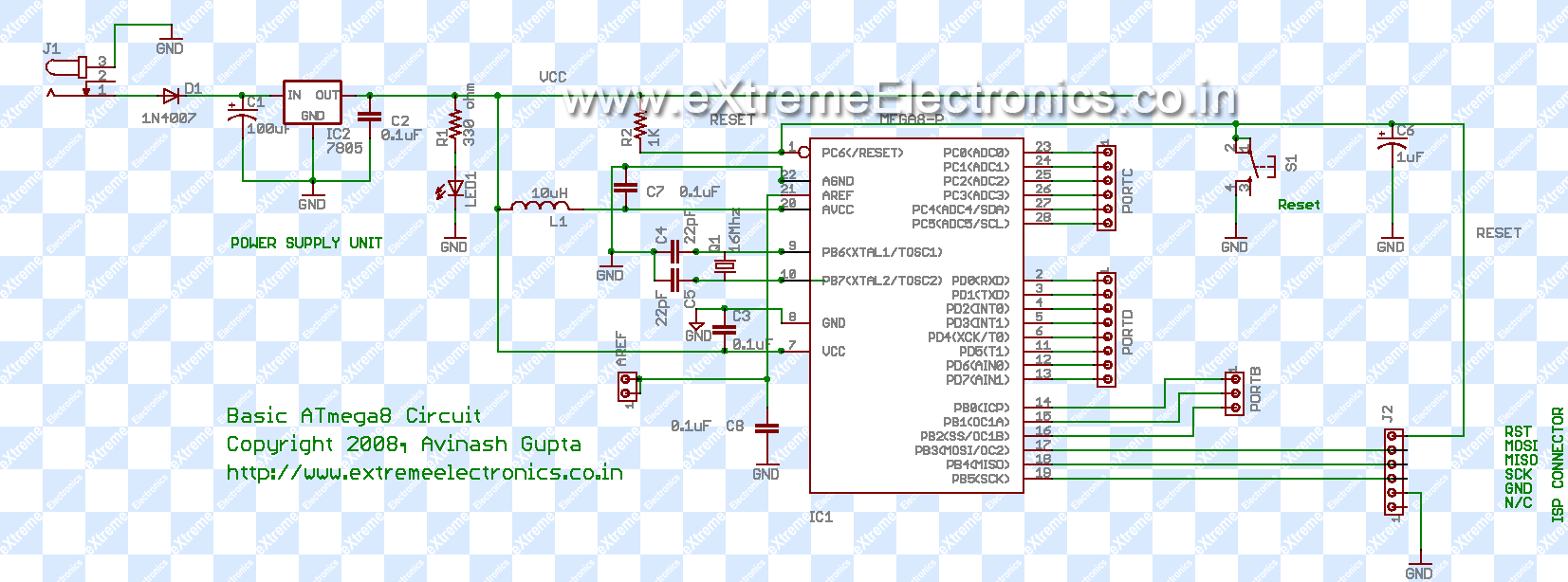 atmega8 basic schematic circuit
